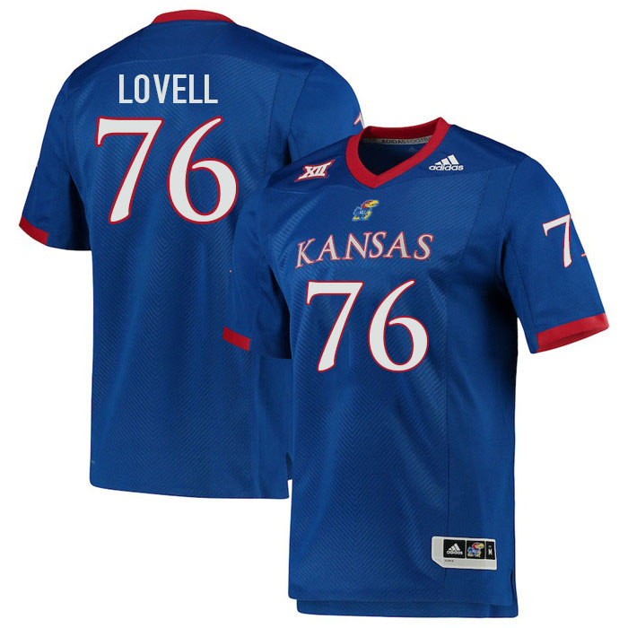 Men #76 Spencer Lovell Kansas Jayhawks College Football Jerseys Stitched Sale-Royal